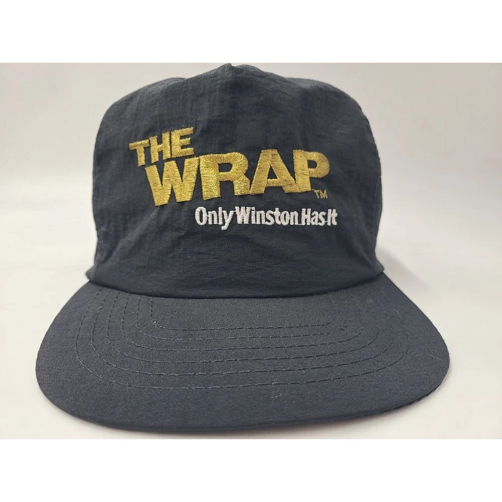 Vintage Winston Cigarettes The Wrap Only Has It Nylon Snapback Hat Cap Men Black